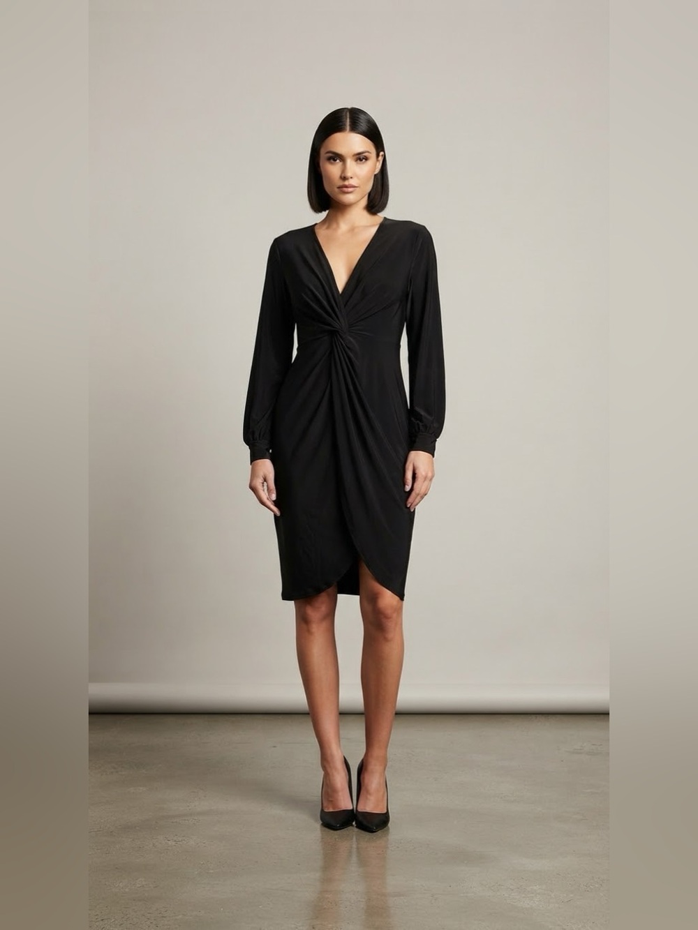 boohoo Twist Front Plunge Midi Dress Black